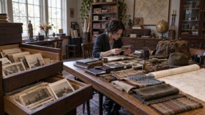 Editorial scene representing history's greatest people you've never heard of with historical objects and no readable text