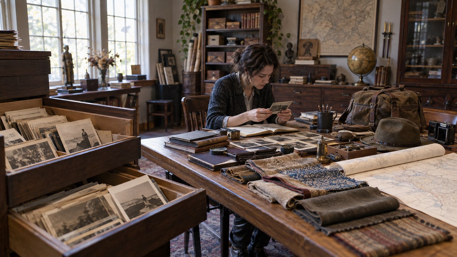 Editorial scene representing history's greatest people you've never heard of with historical objects and no readable text
