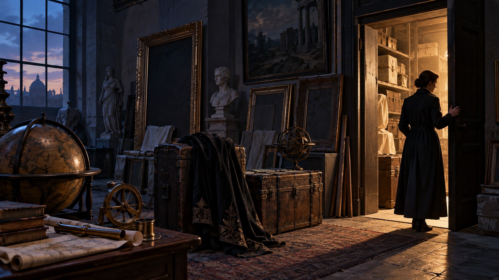 Editorial scene representing legendary figures history almost forgot with historical objects and no readable text