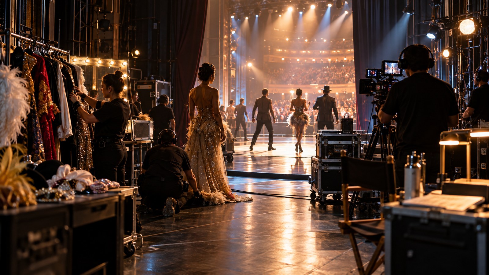Editorial scene representing the greatest entertainment trailblazers ever with historical objects and no readable text